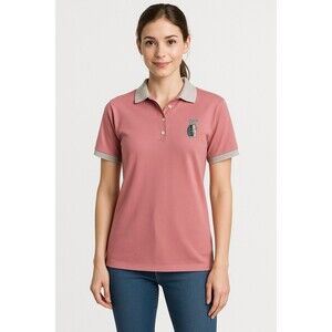 EB Naturally by Elaine Benedict Pink Polo Shirt Golf Embroidered USA Made M